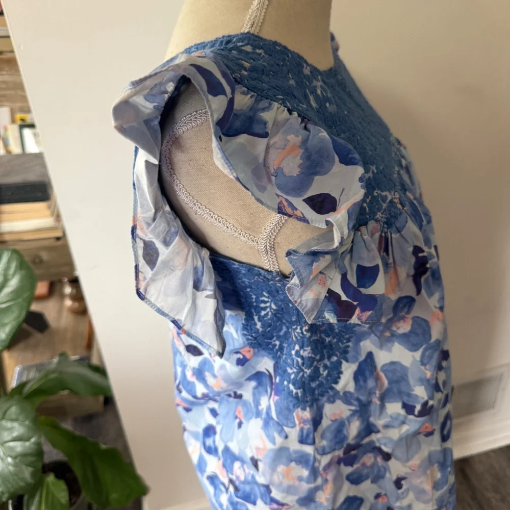 MI GOLONDRINA Floral Stitched Top XS - Picture 3 of 4